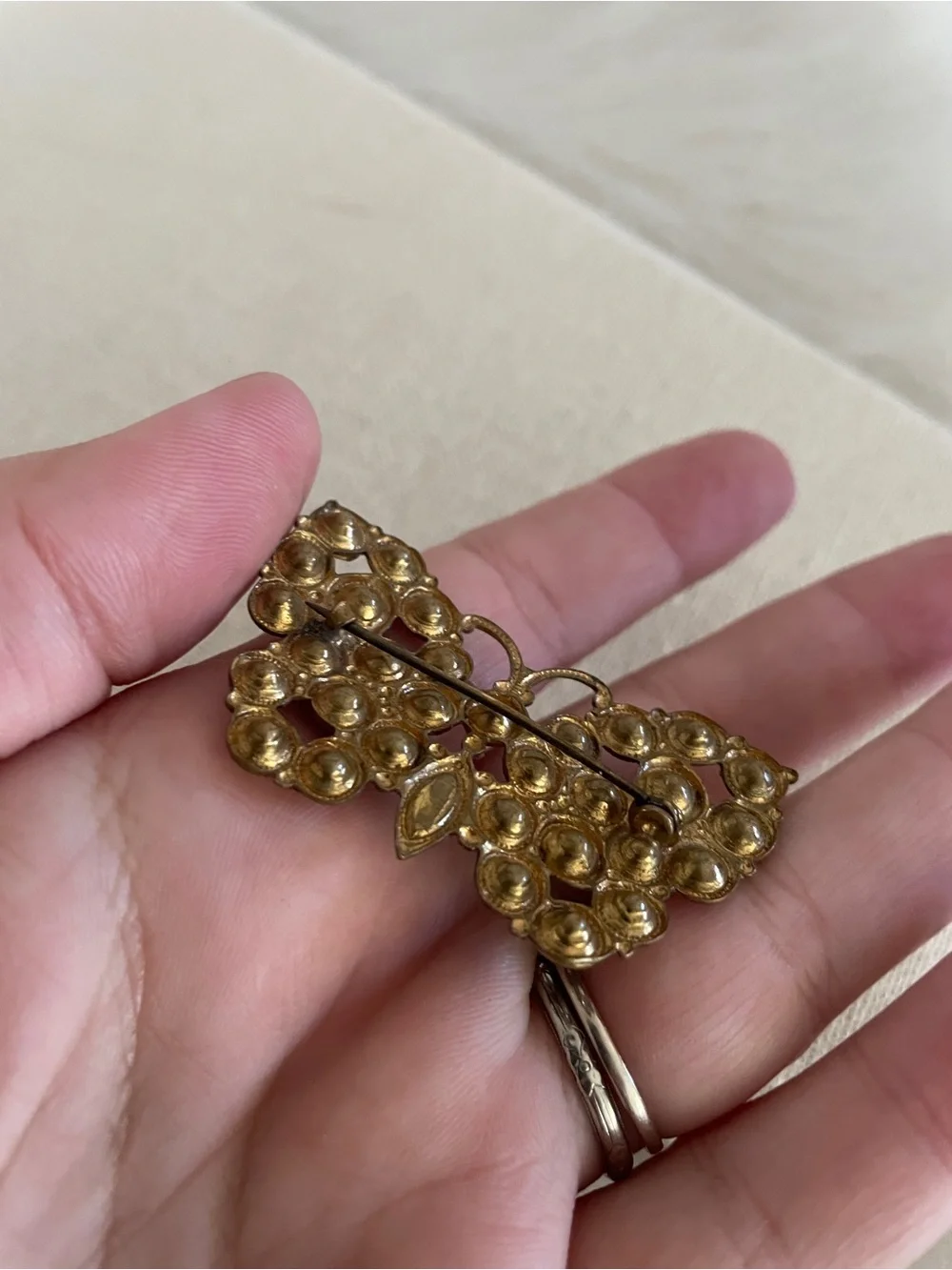 Vintage Golden Rhinestone Butterfly Brooch